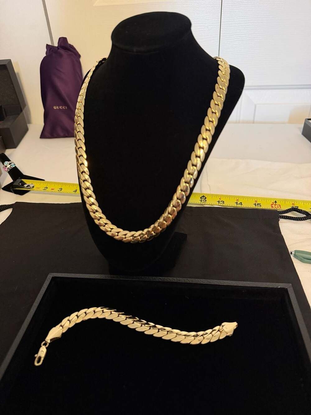 14K Gold Filled Miami Cuban Link Chain (24") and Bracelet (8") Set